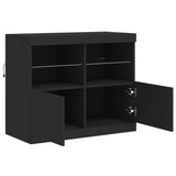 Sideboard with LED Lights Black 81x37x67 cm - Close-Up Angle