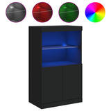 Sideboard with LED Lights Black 60.5x37x100 cm - Front View