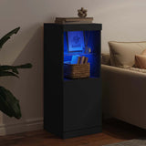 Sideboard with LED Lights Black 41x37x100 cm - Side View