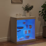 Sideboard with LED Lights White 60.5x37x67 cm - Side View