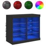 Sideboard with LED Lights Black 81x37x67 cm - Front View