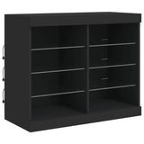 Sideboard with LED Lights Black 81x37x67 cm - Side View