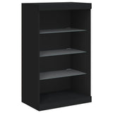 Sideboard with LED Lights Black 60.5x37x100 cm - Side View