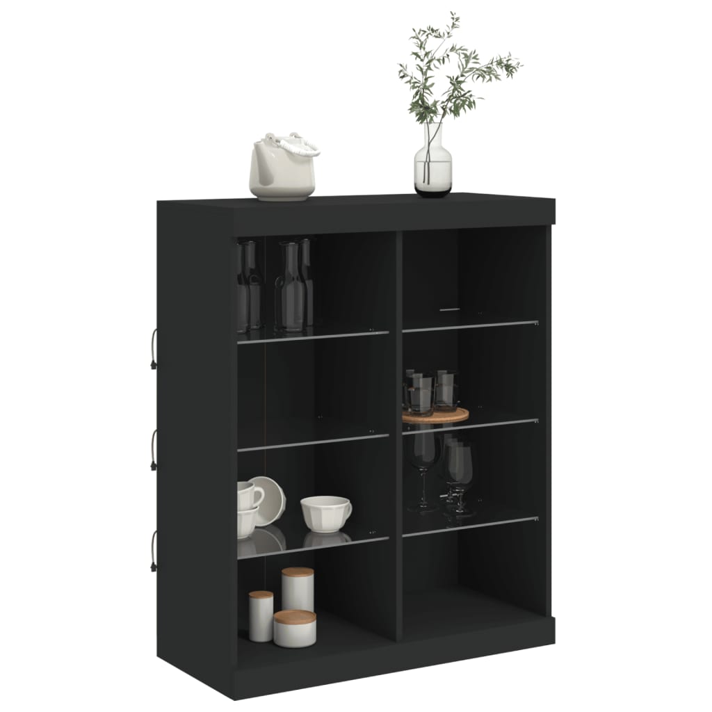 Sideboard with LED Lights Black 81x37x100 cm