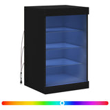 Sideboard with LED Lights Black 41x37x67 cm - Front View