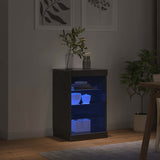 Sideboard with LED Lights Black 41x37x67 cm - Side View