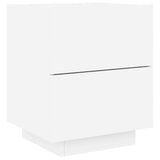 Bedside Cabinet with LED Lights White Engineered Wood