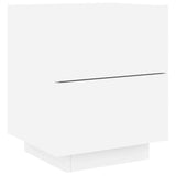 Bedside Cabinet with LED Lights White Engineered Wood - Side View