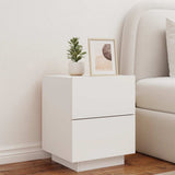 Bedside Cabinet with LED Lights White Engineered Wood