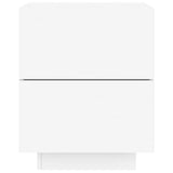 Bedside Cabinet with LED Lights White Engineered Wood - Close-Up Angle