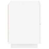 Bedside Cabinet with LED Lights White Engineered Wood - Low Angle