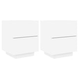 Bedside Cabinets with LED Lights 2 pcs White Engineered Wood