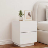 Bedside Cabinets with LED Lights 2 pcs White Engineered Wood - Top-Down View