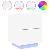 Bedside Cabinets with LED Lights 2 pcs White Engineered Wood - Rear View