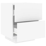 Bedside Cabinets with LED Lights 2 pcs White Engineered Wood - Close-Up Angle