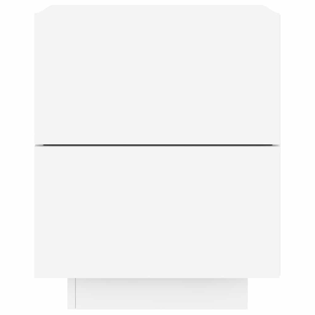 Bedside Cabinets with LED Lights 2 pcs White Engineered Wood