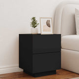 Bedside Cabinet with LED Lights Black Engineered Wood - Top-Down View