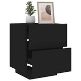 Bedside Cabinet with LED Lights Black Engineered Wood - 45-Degree Angle