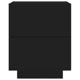 Bedside Cabinet with LED Lights Black Engineered Wood - Close-Up Angle