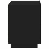 Bedside Cabinet with LED Lights Black Engineered Wood - Low Angle