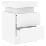 Bedside Cabinet with LED Lights White 35x39x55 cm - 45-Degree Angle