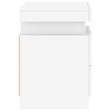 Bedside Cabinet with LED Lights White 35x39x55 cm - Low Angle