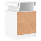 Bedside Cabinet with LED Lights White 35x39x55 cm - Close-Up Angle