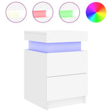 Bedside Cabinets with LED Lights 2 pcs White 35x39x55 cm - 45-Degree Angle