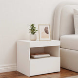 Bedside Cabinet with LED Lights White 50x40x45 cm - Side View