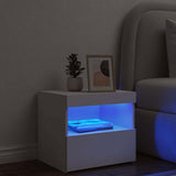 Bedside Cabinet with LED Lights White 50x40x45 cm - Top-Down View