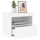 Bedside Cabinet with LED Lights White 50x40x45 cm - 45-Degree Angle