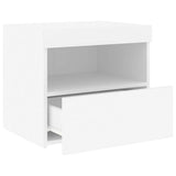 Bedside Cabinet with LED Lights White 50x40x45 cm - Close-Up Angle