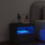 Bedside Cabinet with LED Lights Black 50x40x45 cm - Top-Down View