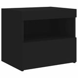 Bedside Cabinet with LED Lights Black 50x40x45 cm - 45-Degree Angle