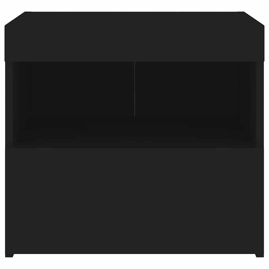 Bedside Cabinet with LED Lights Black 50x40x45 cm