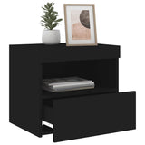 Bedside Cabinets with LED Lights 2 pcs Black 50x40x45 cm - 45-Degree Angle