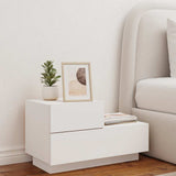 Bedside Cabinet with LED Lights White 70x36x40.5 cm - Side View