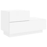 Bedside Cabinet with LED Lights White 70x36x40.5 cm - 45-Degree Angle