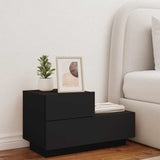 Bedside Cabinet with LED Lights Black 70x36x40.5 cm - Side View