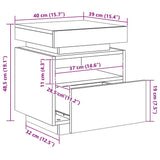 Bedside Cabinet with LED Lights White 40x39x48.5 cm