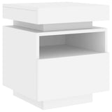 Bedside Cabinet with LED Lights White 40x39x48.5 cm - Top-Down View