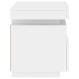 Bedside Cabinet with LED Lights White 40x39x48.5 cm - Low Angle