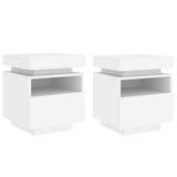 Bedside Cabinets with LED Lights 2 pcs White 40x39x48.5 cm - Front View
