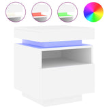 Bedside Cabinets with LED Lights 2 pcs White 40x39x48.5 cm - 45-Degree Angle