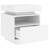Bedside Cabinets with LED Lights 2 pcs White 40x39x48.5 cm - Close-Up Angle
