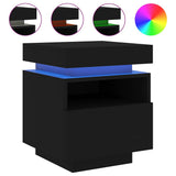Bedside Cabinets with LED Lights 2 pcs Black 40x39x48.5 cm - Top-Down View