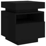 Bedside Cabinets with LED Lights 2 pcs Black 40x39x48.5 cm - 45-Degree Angle