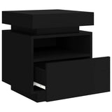 Bedside Cabinets with LED Lights 2 pcs Black 40x39x48.5 cm - Rear View