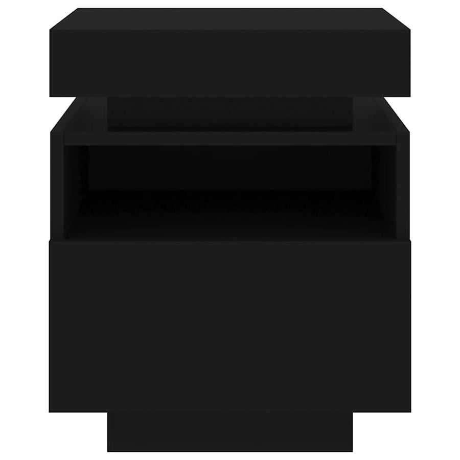 Bedside Cabinets with LED Lights 2 pcs Black 40x39x48.5 cm