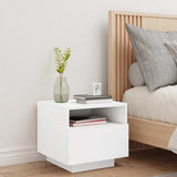 Bedside Cabinet with LED Lights White 40x39x37 cm - Side View